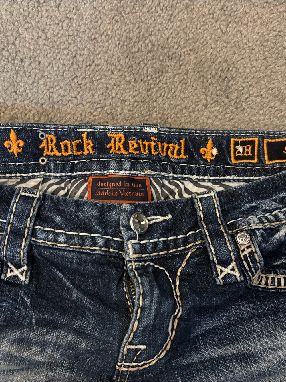 Rock Revival Dark Blue Distressed Denim Shorts - Picture 3 of 3